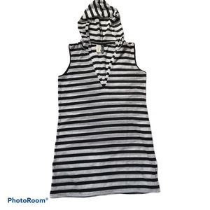 Kenneth Cole Reaction striped hooded swim coverup